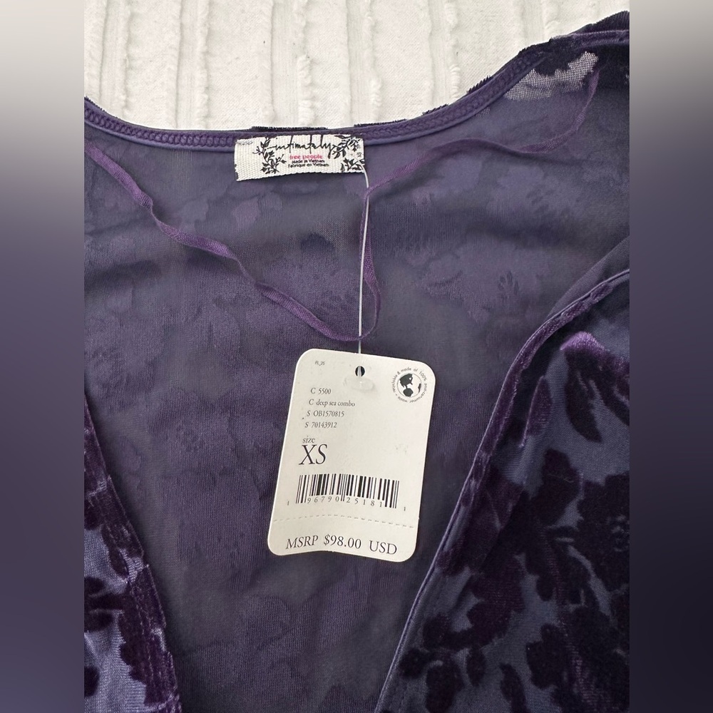 NWT Free People Magic Hour Velvet Bodysuit (Color Deep Sea Combo) Size XS - Picture 5 of 7